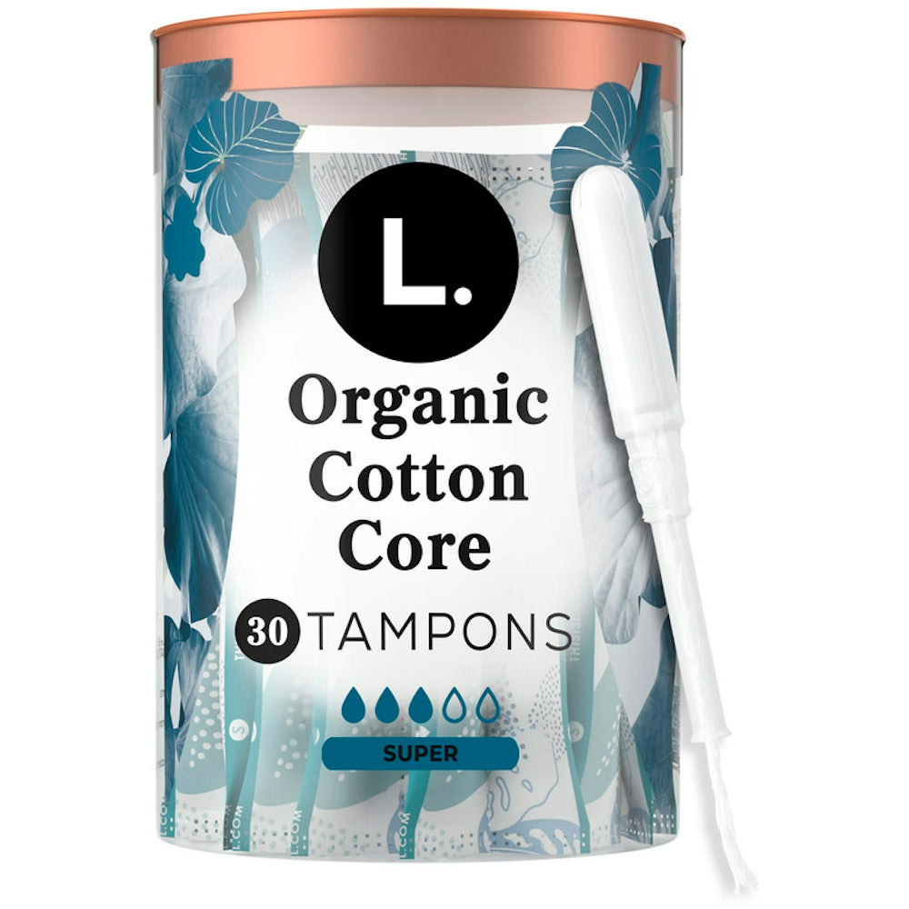 L. Organic Cotton Tampons, Super Absorbency, 30 Count