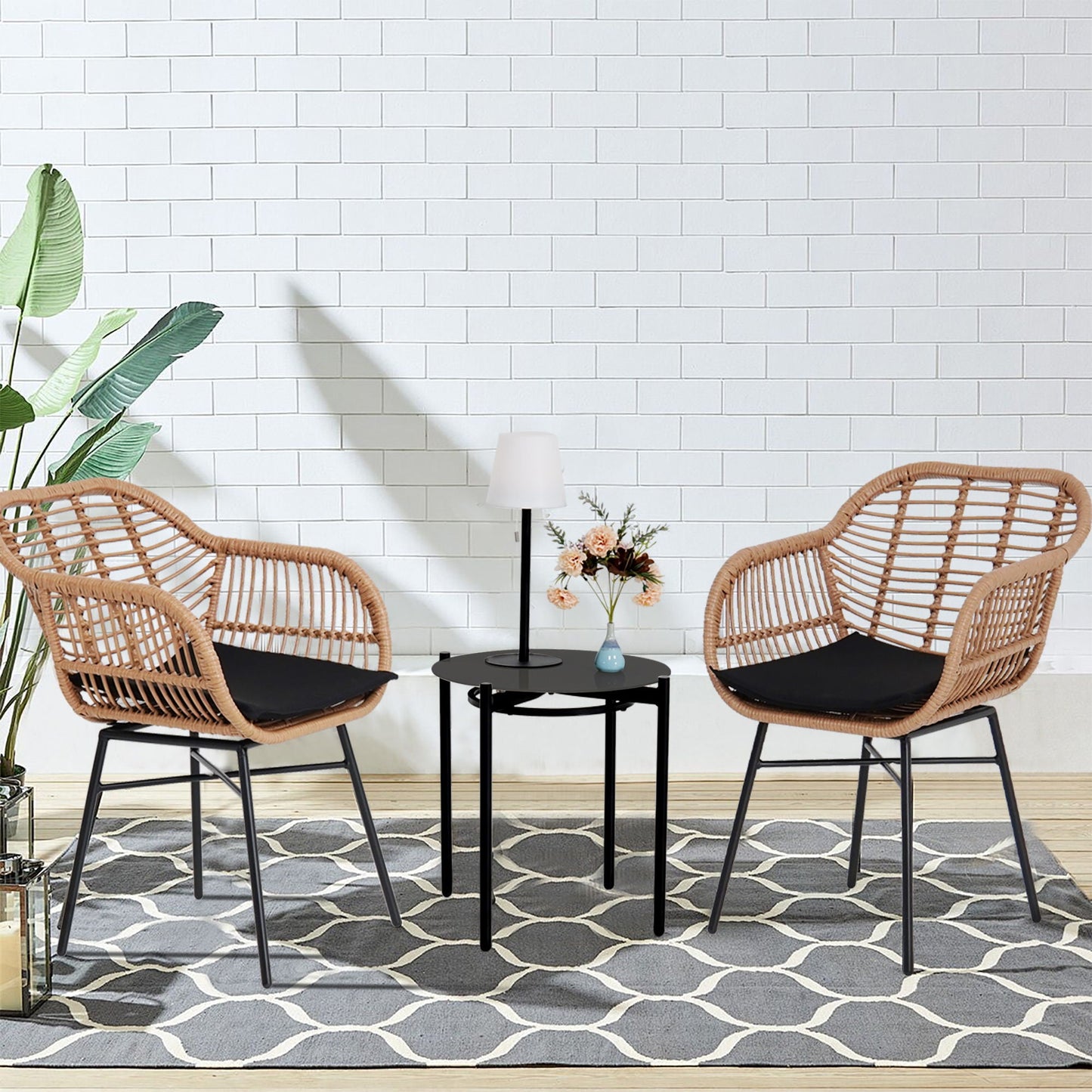 3 Pieces Wicker Table & Chairs