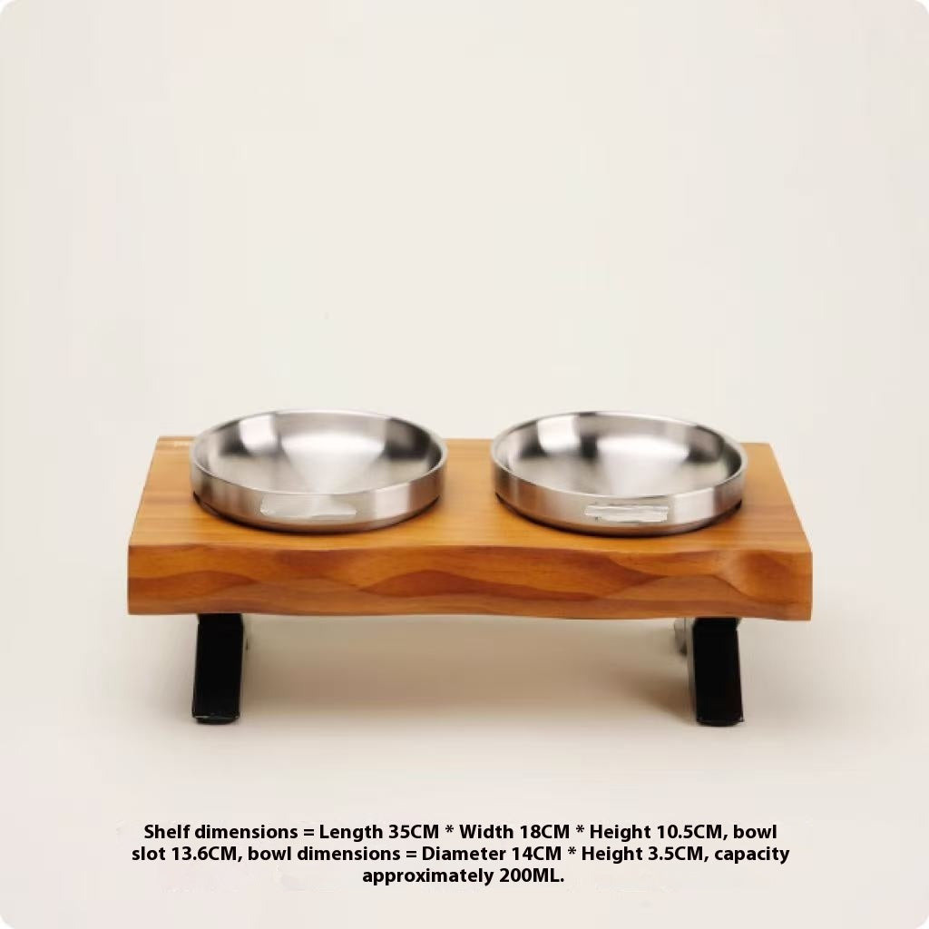 Wooden Frame Ceramic Pet Bowl