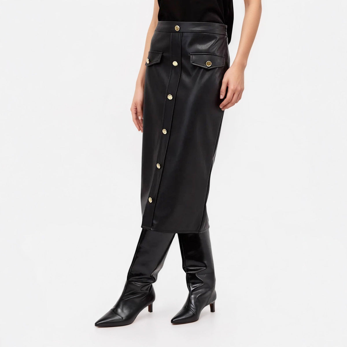Faux Leather Street High End Straight Skirt