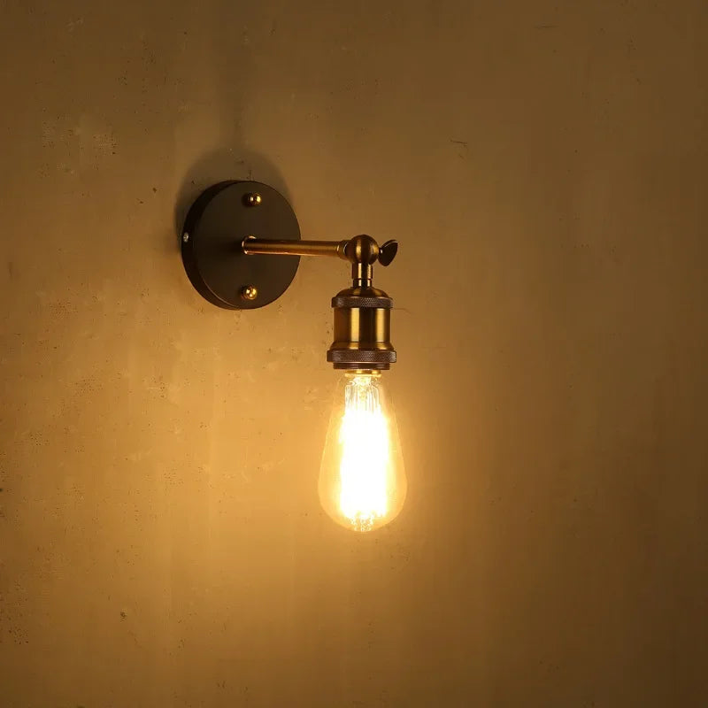 American Single Head Wall Lamp, Industrial Style Retro Bedroom, Living Room, Study, Hallway, Staircase E27 Wall Lamp