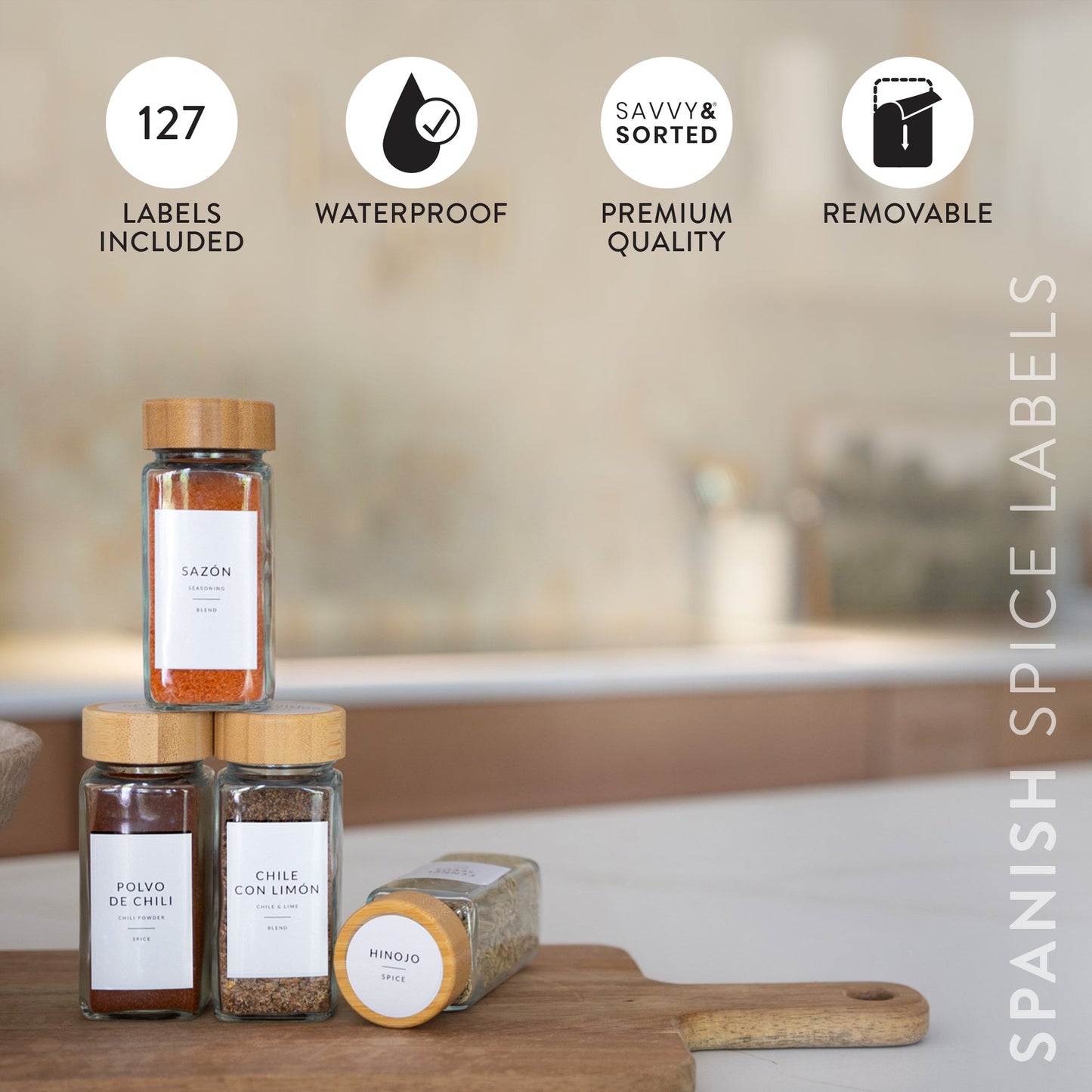 Minimalist Spice Labels in Spanish