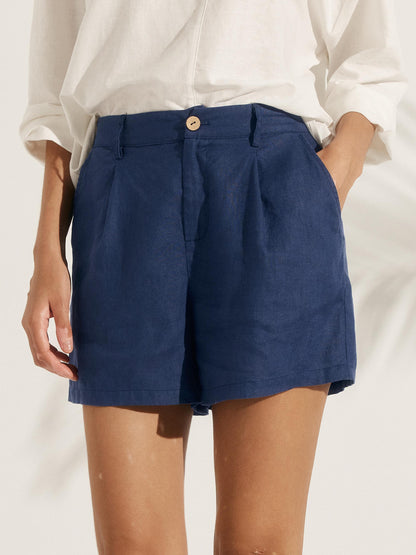 ELLEN Pleated Linen Shorts