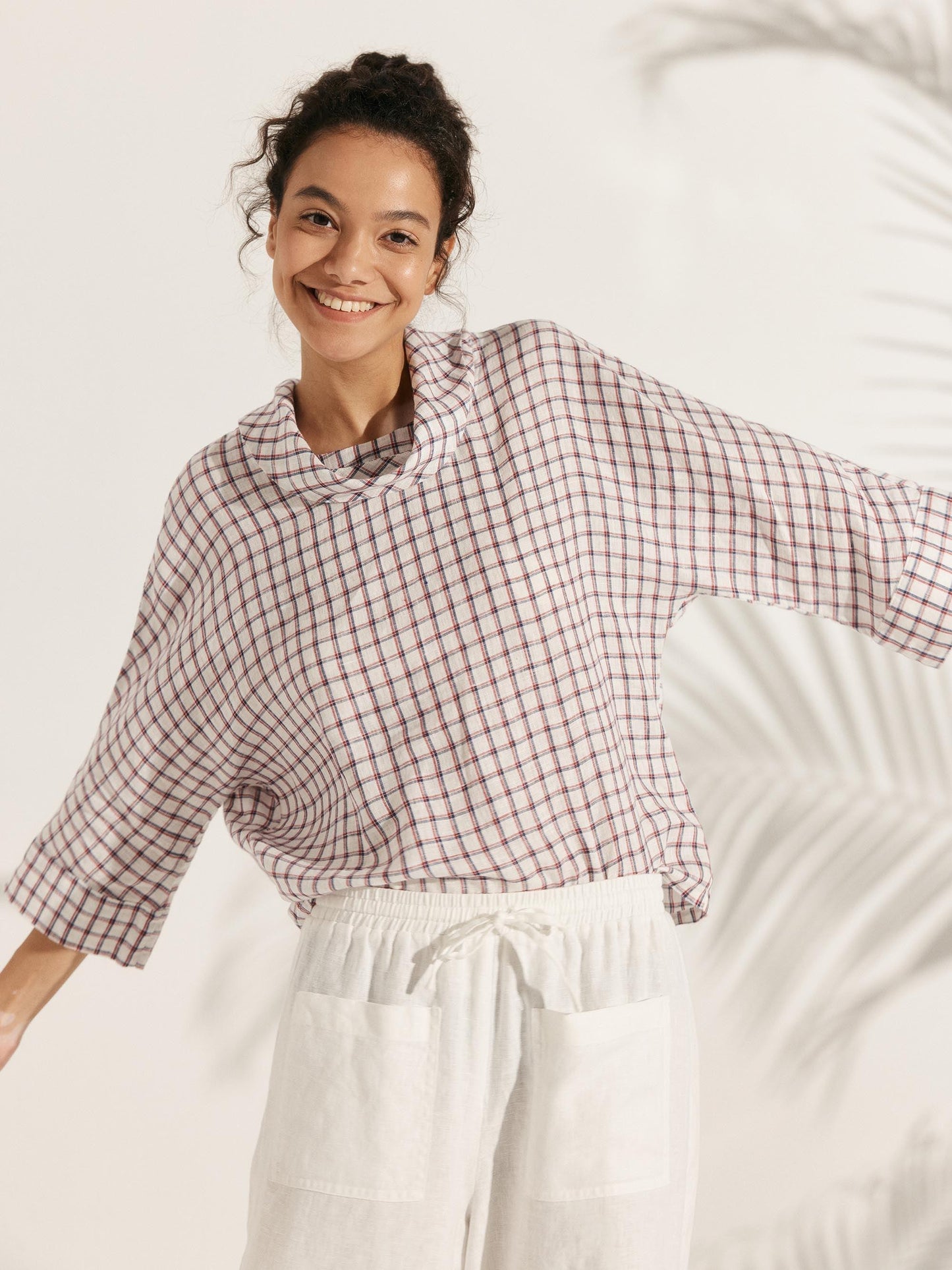 TRISTAN Dropped Collar Long-Sleeve Top