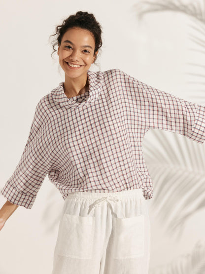 TRISTAN Dropped Collar Long-Sleeve Top