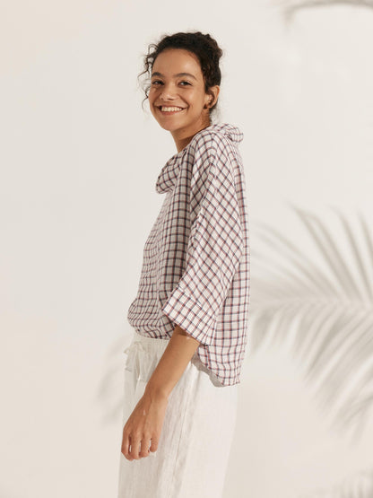 TRISTAN Dropped Collar Long-Sleeve Top