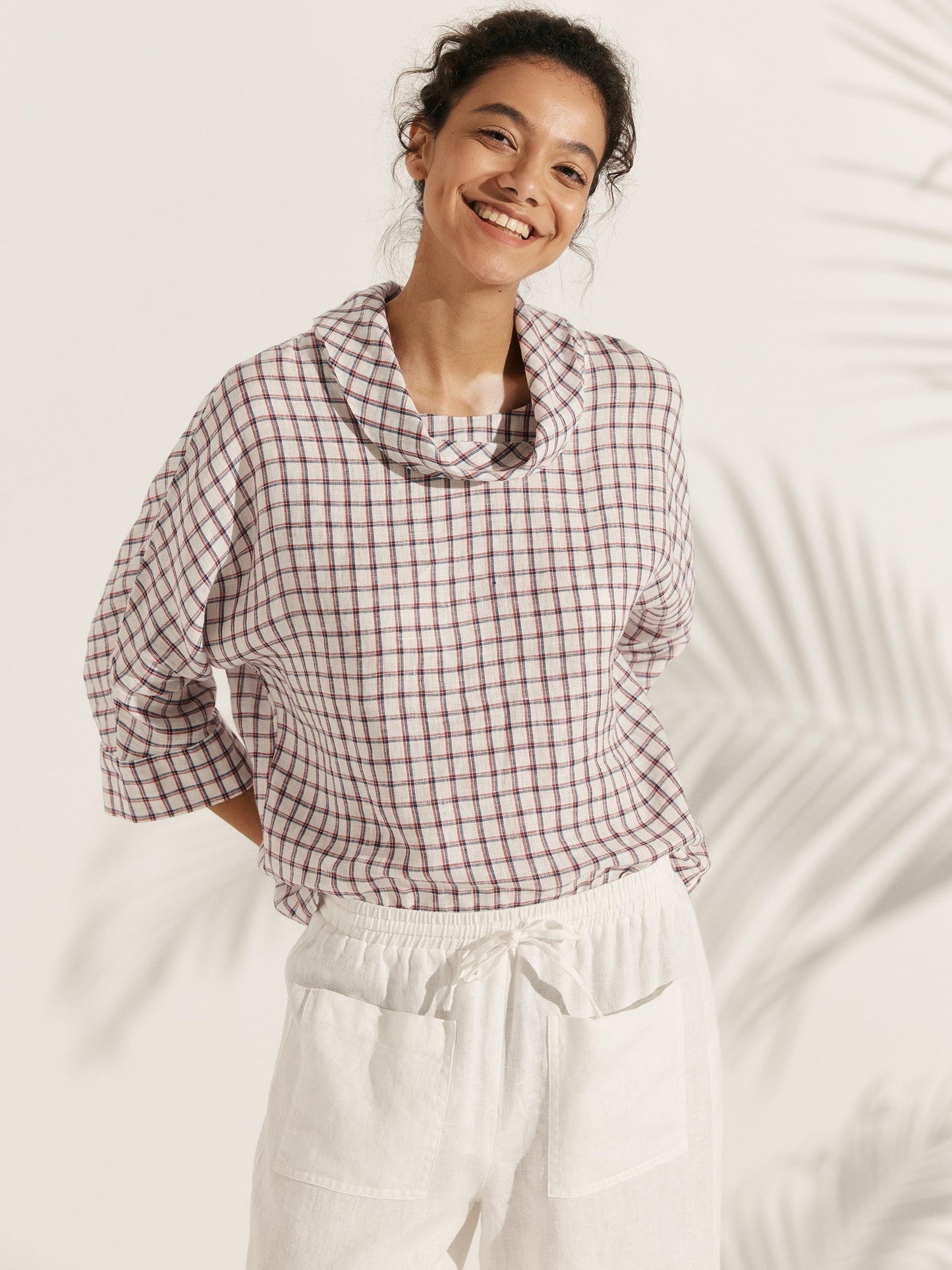 TRISTAN Dropped Collar Long-Sleeve Top