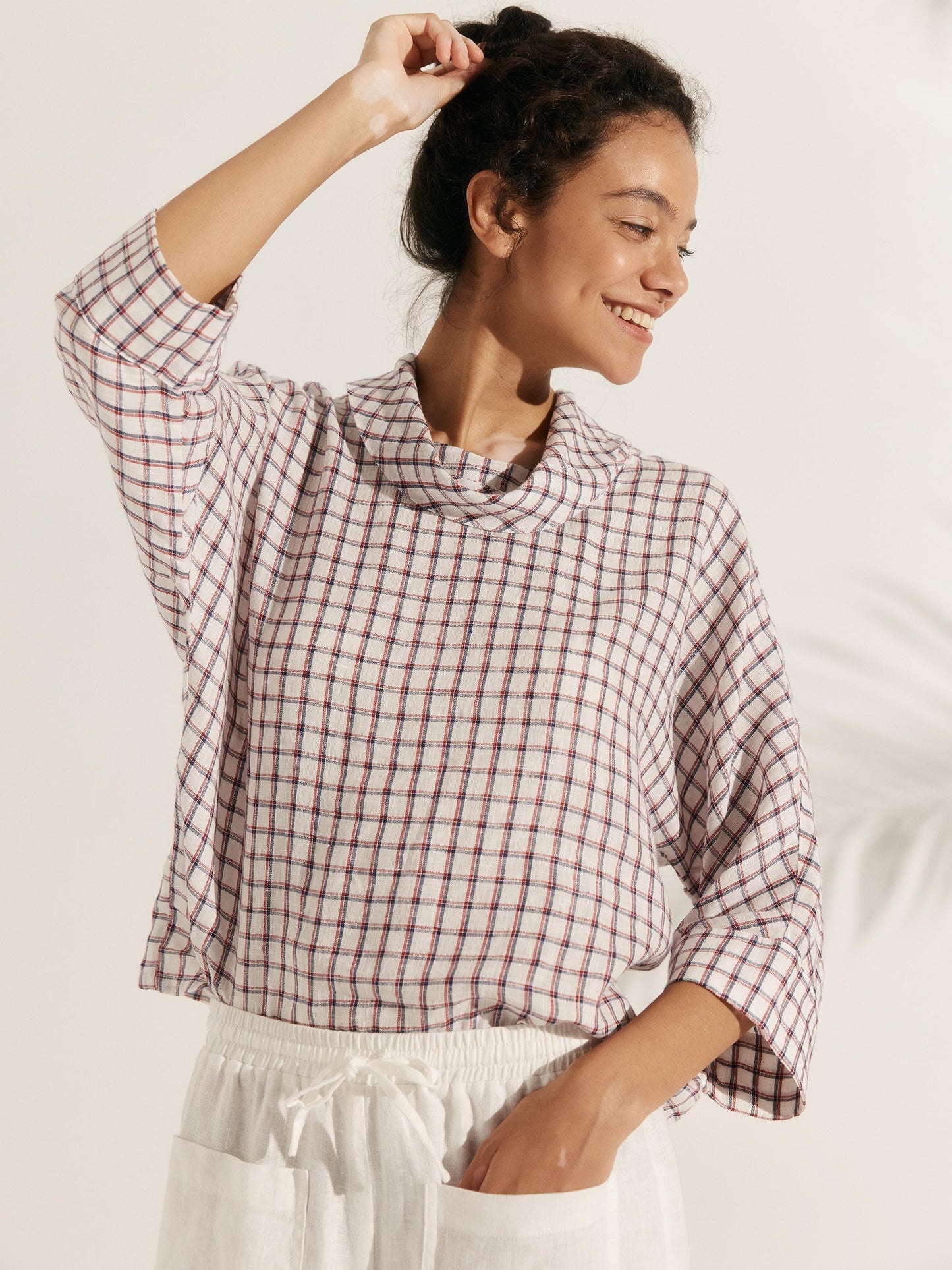 TRISTAN Dropped Collar Long-Sleeve Top