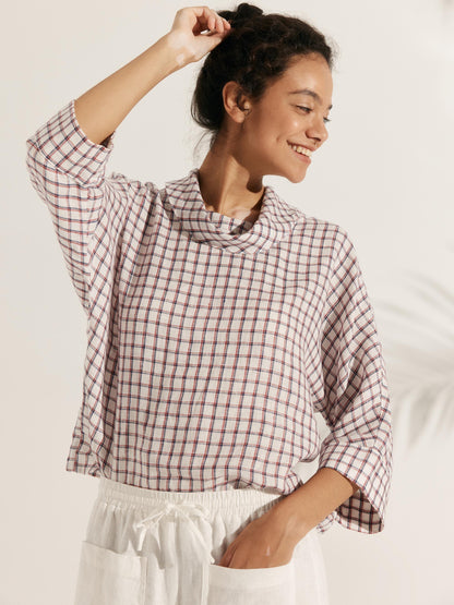 TRISTAN Dropped Collar Long-Sleeve Top