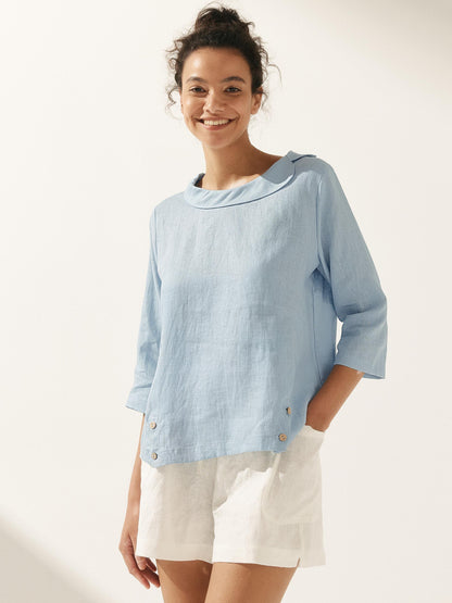 LAURA Round Soft-Fold Collar Top