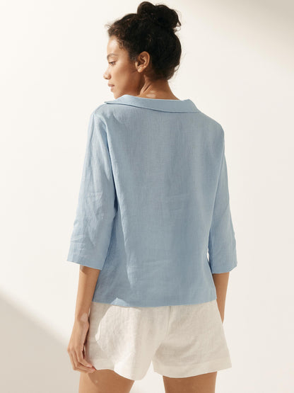 LAURA Round Soft-Fold Collar Top