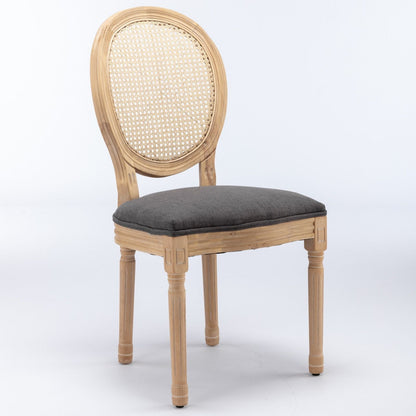 French Style Dining Chair with Rattan Back Set