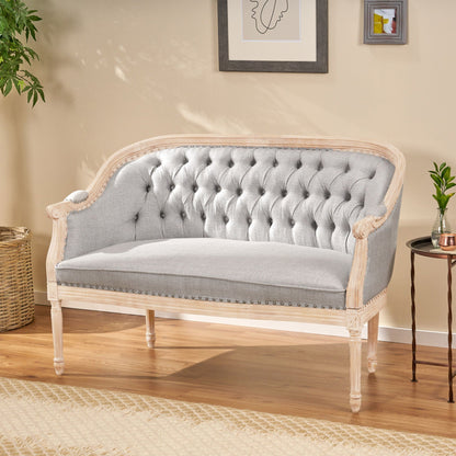 French Country Flower Chesterfield Tufted Loveseat
