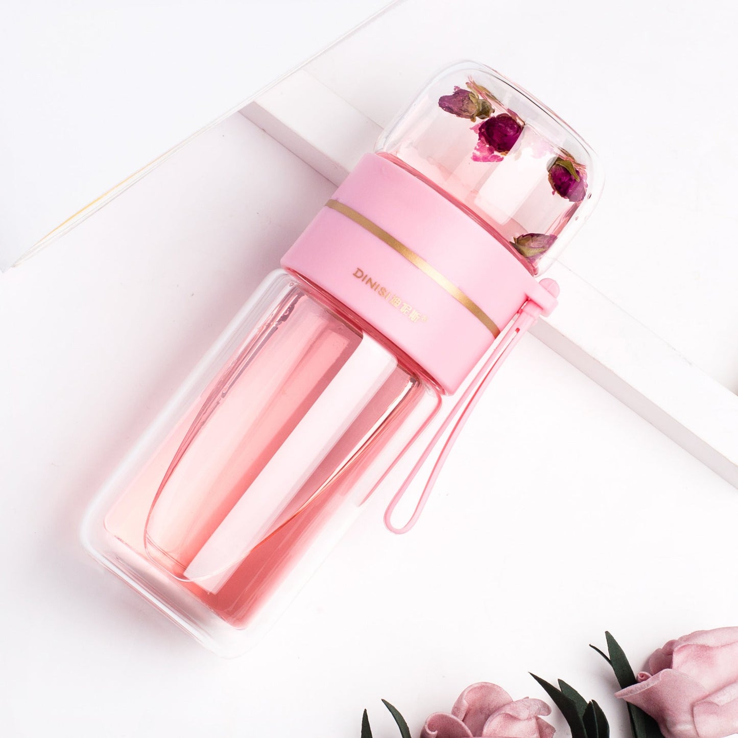 Glass Water Bottle w/ Tea Infuser Filter