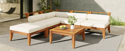 6 Piece Acacia Outdoor Sectional