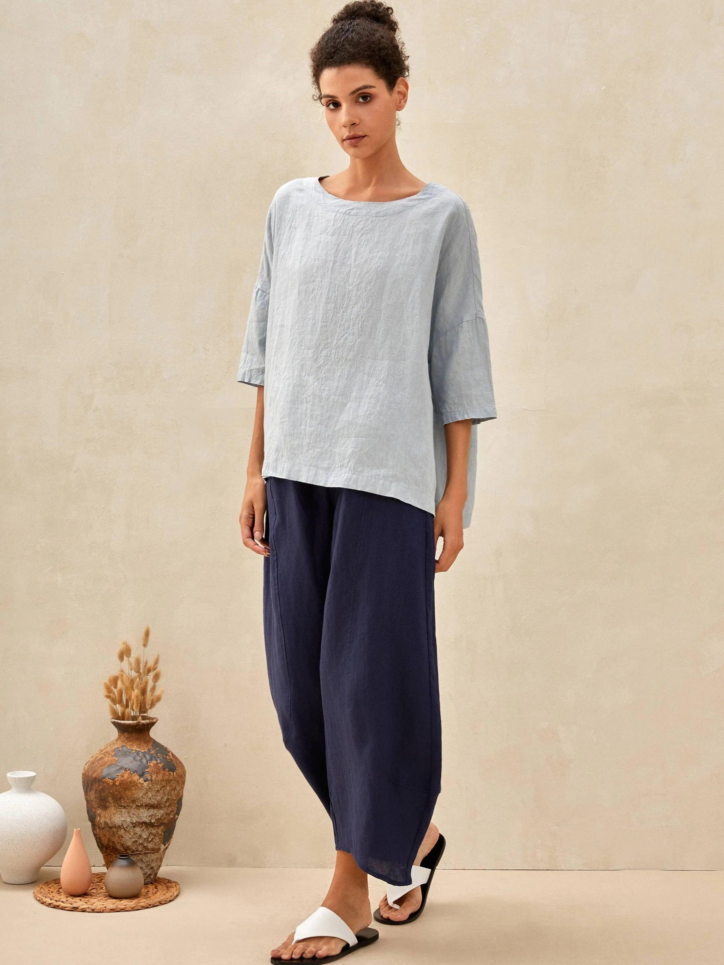 AURORA Boatneck 3/4 Length Sleeve Top