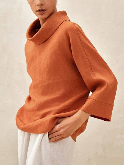 TRISTAN Dropped Collar Long-Sleeve Top