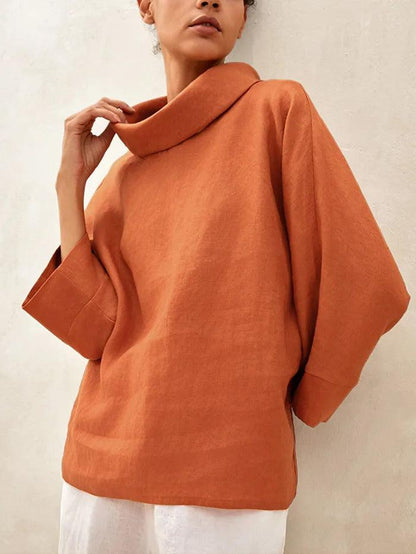TRISTAN Dropped Collar Long-Sleeve Top