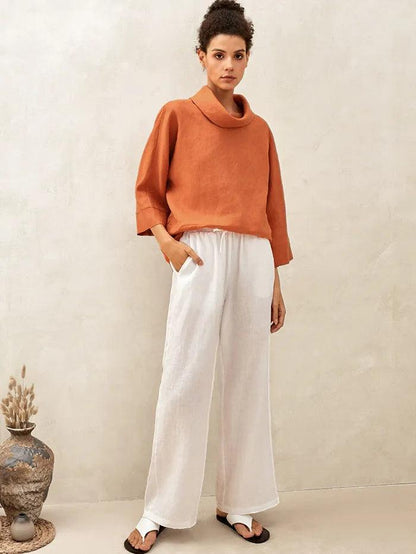 TRISTAN Dropped Collar Long-Sleeve Top