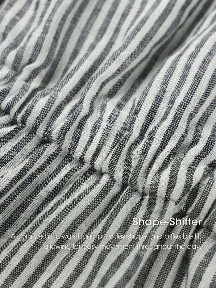 ARIA Striped Elastic-Waist Mini Dress