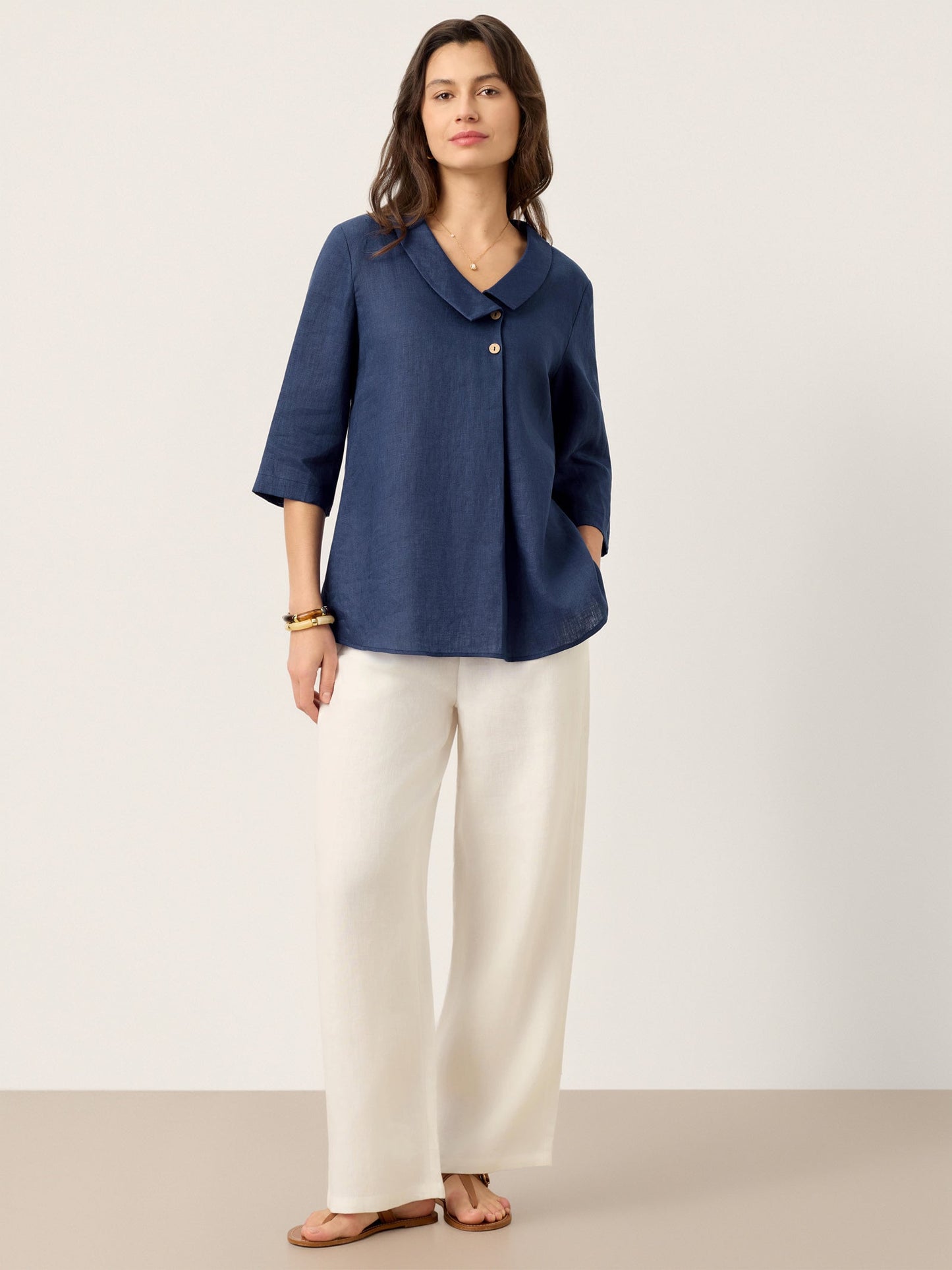 OTTILIE Asymmetric Collar Inverted Pleat Top