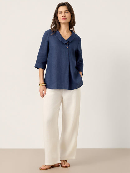 OTTILIE Asymmetric Collar Inverted Pleat Top