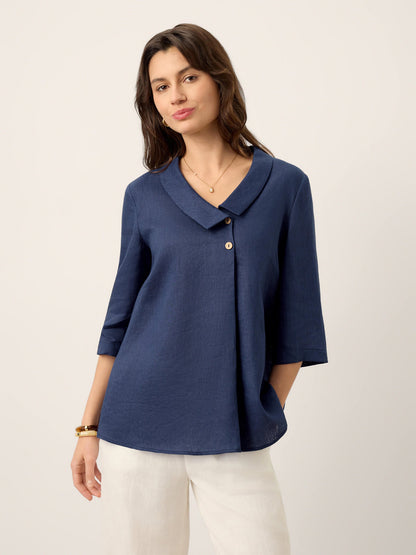 OTTILIE Asymmetric Collar Inverted Pleat Top