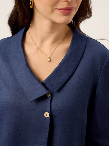 OTTILIE Asymmetric Collar Inverted Pleat Top