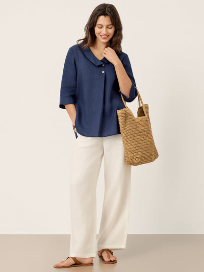 OTTILIE Asymmetric Collar Inverted Pleat Top