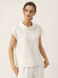 YVONNE Cap Sleeve Soft-Fold Collar Top