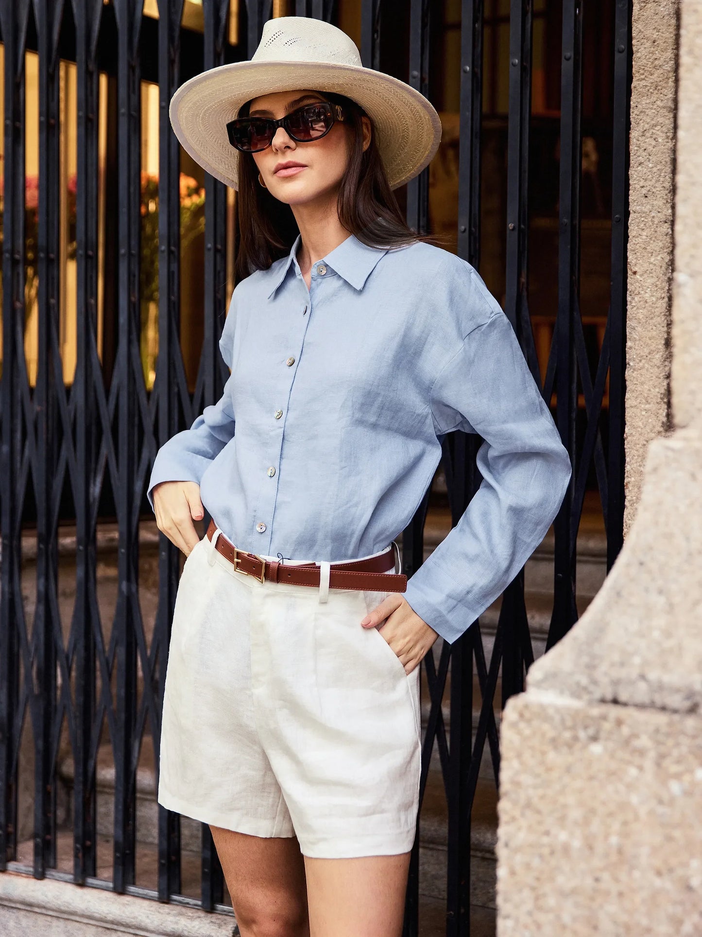 ELLEN Pleated Linen Shorts