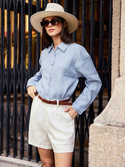 ELLEN Pleated Linen Shorts
