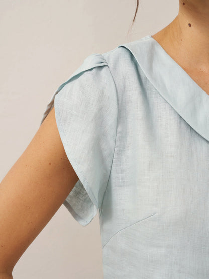FARA Crescent Collar Flutter Sleeve Top