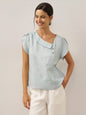 FARA Crescent Collar Flutter Sleeve Top