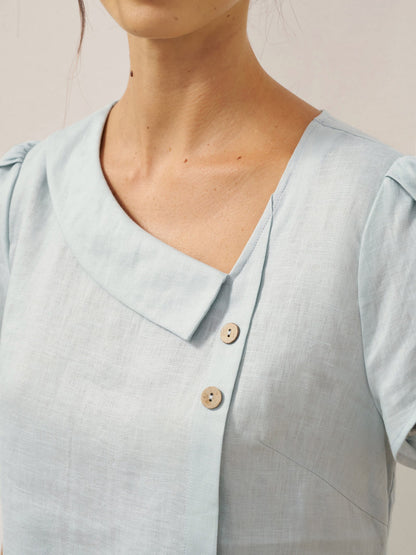FARA Crescent Collar Flutter Sleeve Top