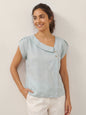 FARA Crescent Collar Flutter Sleeve Top