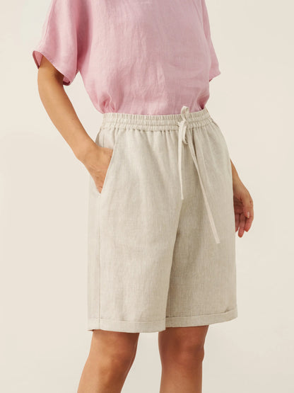 XIMENA Elastic Drawstring Waist Capri Shorts