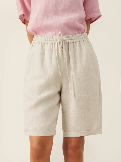 XIMENA Elastic Drawstring Waist Capri Shorts