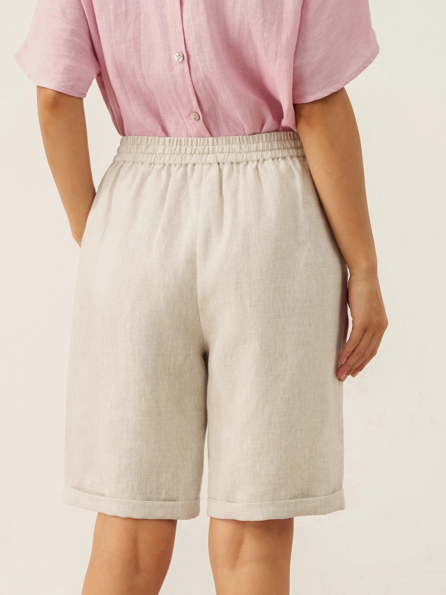 XIMENA Elastic Drawstring Waist Capri Shorts