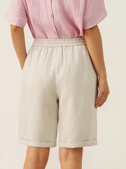 XIMENA Elastic Drawstring Waist Capri Shorts