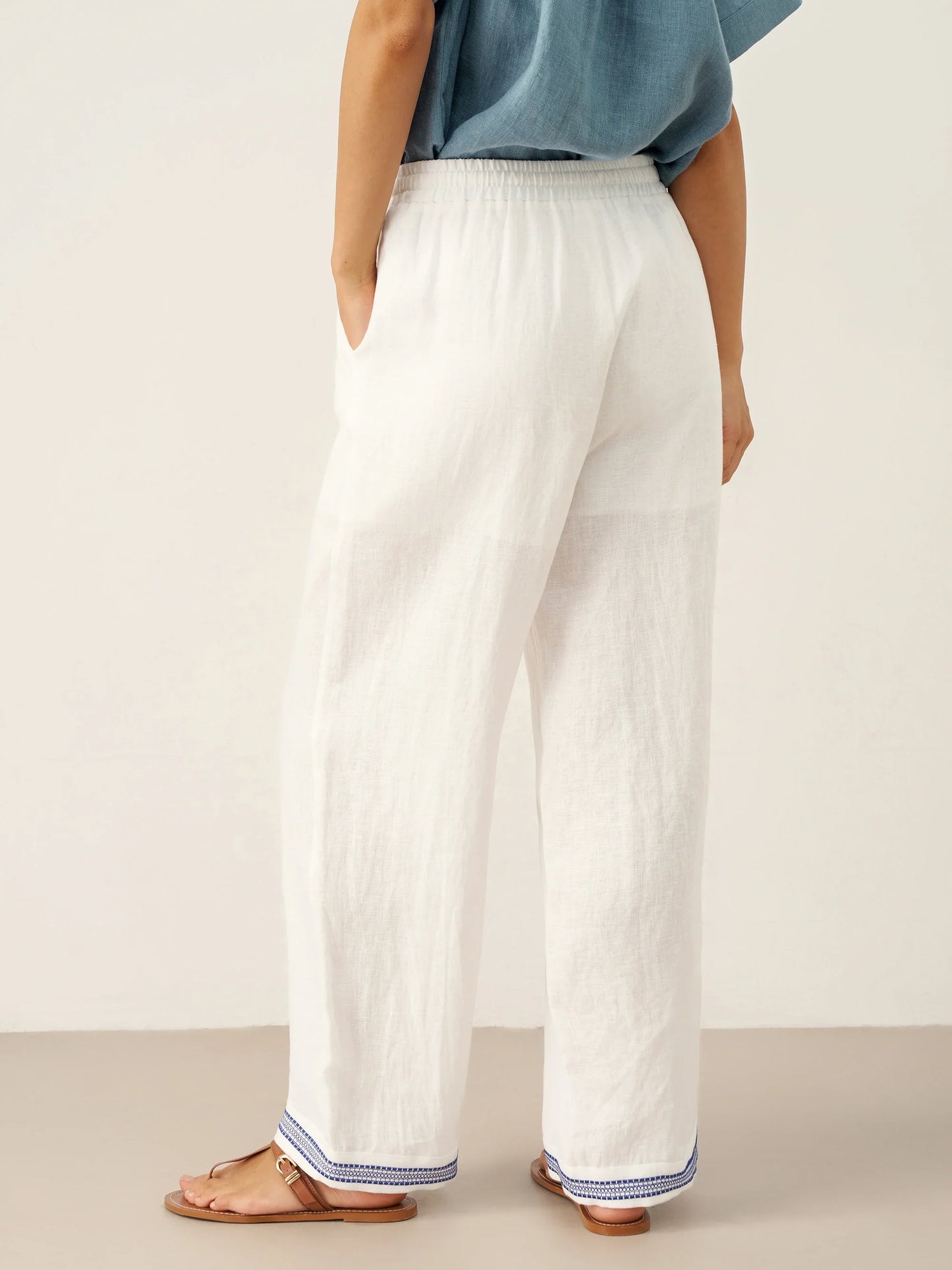 FENE Embroidered Elastic Waist Pants