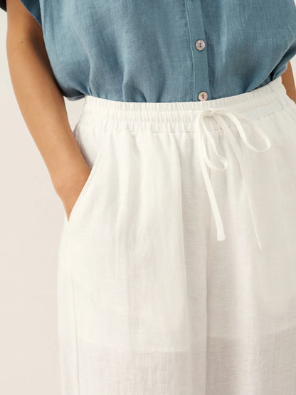 FENE Embroidered Elastic Waist Pants