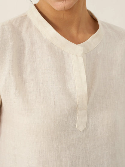 MARGARET Mandarin Collar Midi Dress w/ Belt