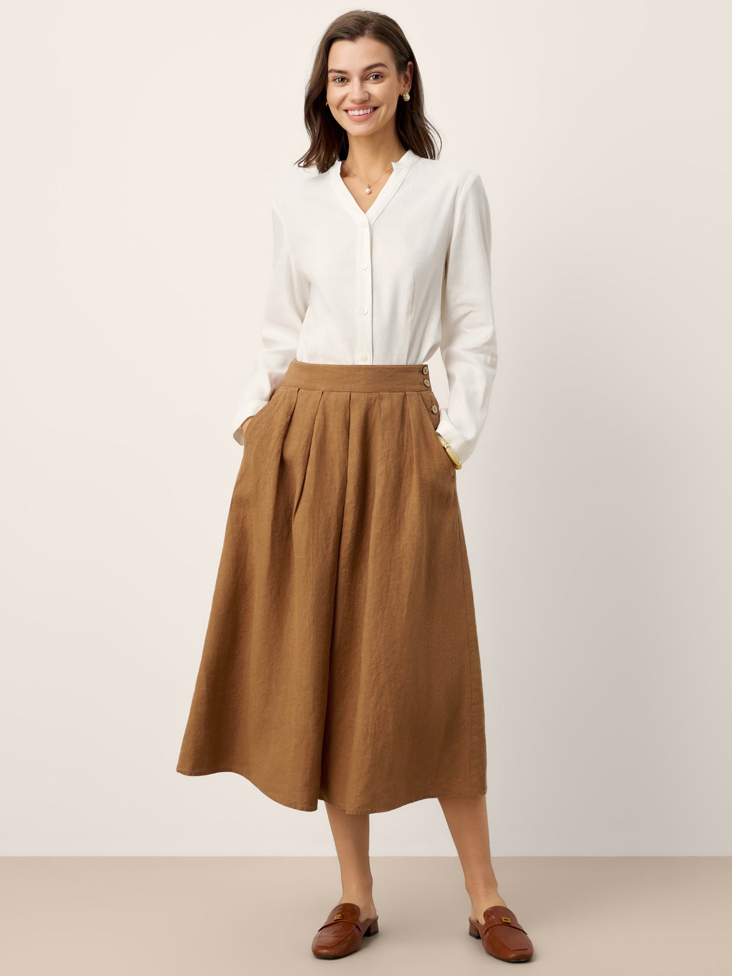 LILITH Pleated Side Button Skirt