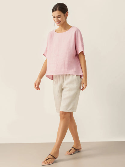 XIMENA Elastic Drawstring Waist Capri Shorts