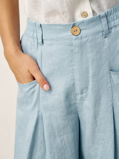 VERIDIANA Sculpted Pleat Elasticated Back Relaxed Pants