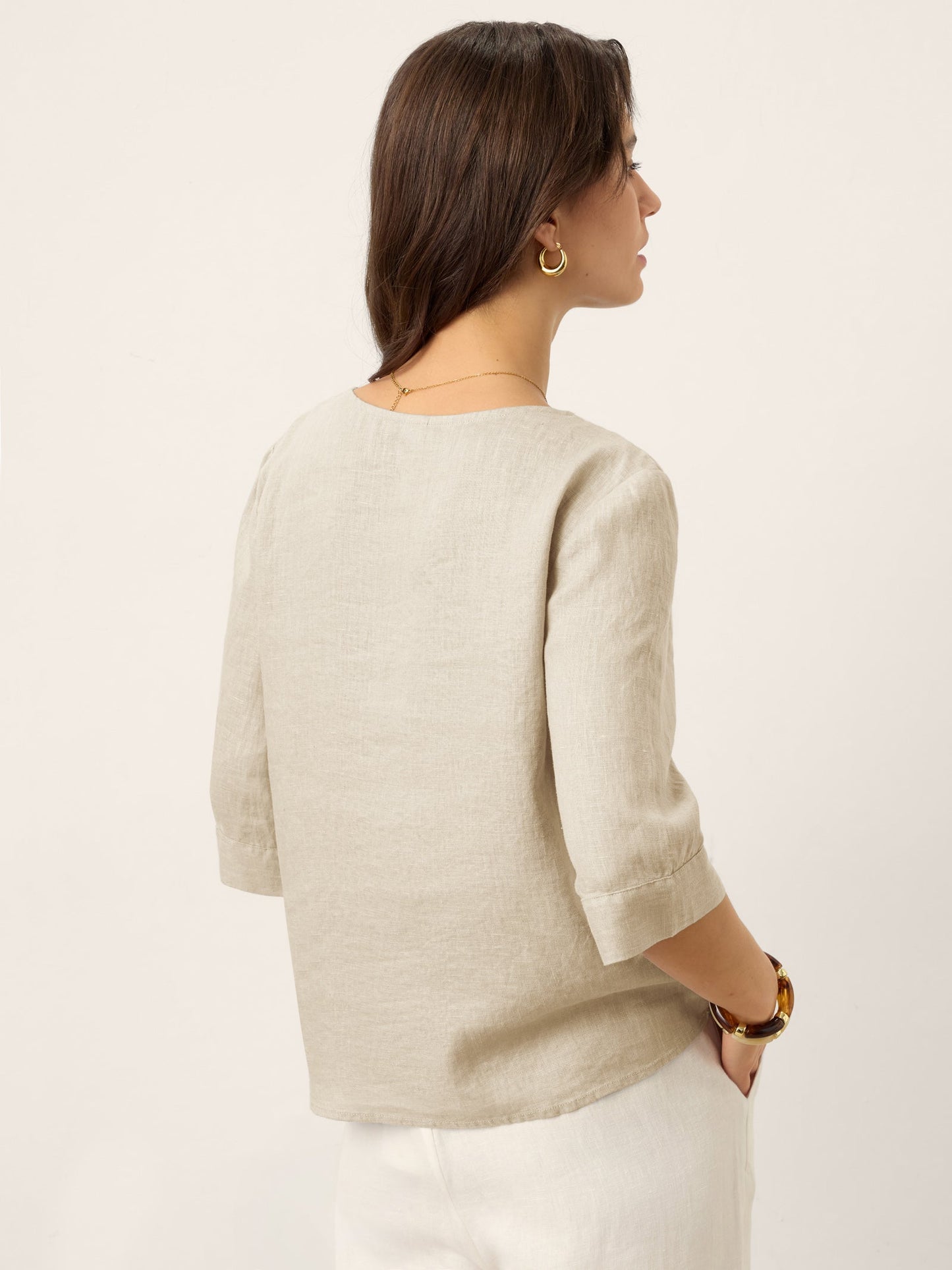 TABITHA Split Neck Inverted Pleat Top