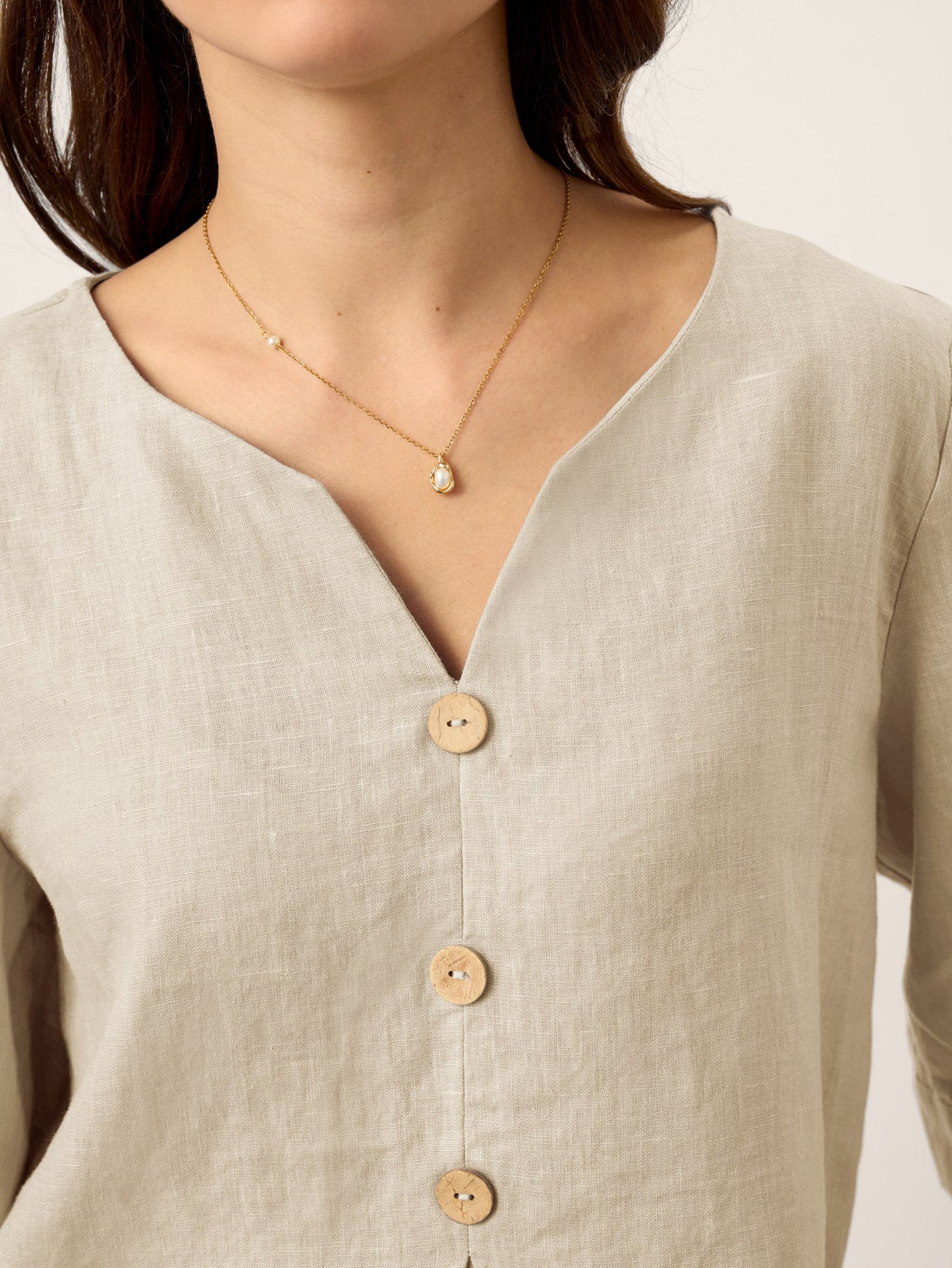 TABITHA Split Neck Inverted Pleat Top