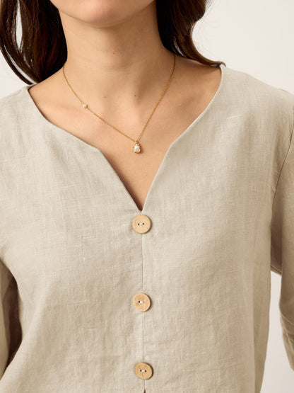 TABITHA Split Neck Inverted Pleat Top
