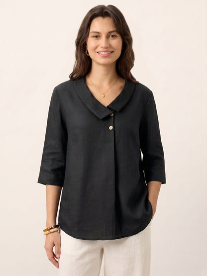 OTTILIE Asymmetric Collar Inverted Pleat Top